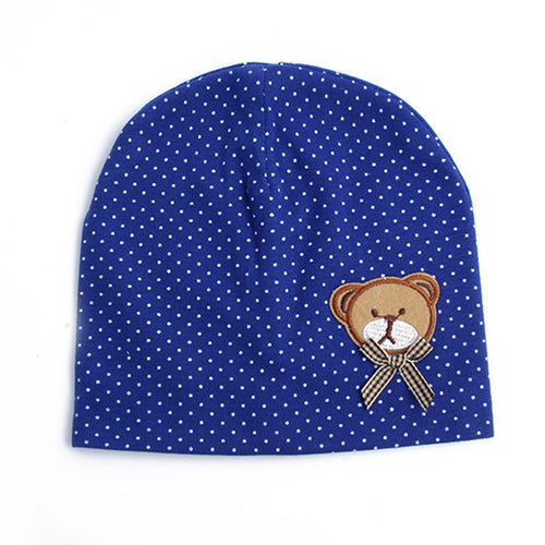 0-9M Lovely Infant Baby Boys Girls Bear Dots Pattern Cotton Cap Beanie Hats 9 Colors