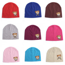 0-9M Lovely Infant Baby Boys Girls Bear Dots Pattern Cotton Cap Beanie Hats 9 Colors