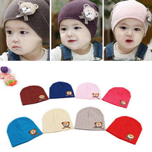 0-9M Lovely Infant Baby Boys Girls Bear Dots Pattern Cotton Cap Beanie Hats 9 Colors