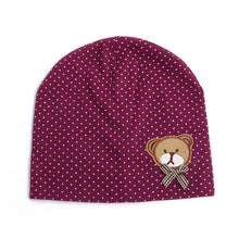 0-9M Lovely Infant Baby Boys Girls Bear Dots Pattern Cotton Cap Beanie Hats 9 Colors