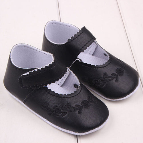 born 0-12 Months Baby Girls PU Leather Shoes Princess Flower Crib Outdoor Kids Shoes