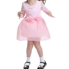 Kids Baby Girls Lace Dress Long Sleeve Princess Party Dresses Pearl Necklace 2-6 Y