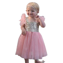 2-10Y Kids Toddler Baby Girls Sequins One Piece Dress Pleated Princess Dresses