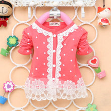 2-4Years Baby Kids Girls Polka Dots Children Outerwear Shirt Long Sleeve Lace Pearl Cardigan Dress Coat Clothing