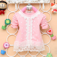 2-4Years Baby Kids Girls Polka Dots Children Outerwear Shirt Long Sleeve Lace Pearl Cardigan Dress Coat Clothing