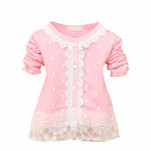 2-4Years Baby Kids Girls Polka Dots Children Outerwear Shirt Long Sleeve Lace Pearl Cardigan Dress Coat Clothing