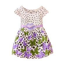 2-4Years Lovely Baby Girls Kids Princess Dress Polka Dots Butterfly One-piece Dresses