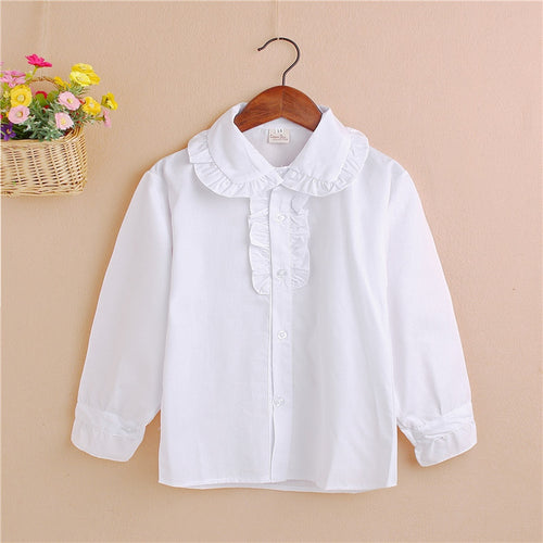 2-7Y Kid Baby Girls Boys White Toddler Children Lapel Blouse Tops Baby Shirts