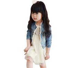 2-7Years Jean Jacket Girls Kids Denim Lace Coat Long Sleeve Botton Children Outwear Clothes