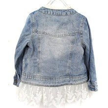 2-7Years Jean Jacket Girls Kids Denim Lace Coat Long Sleeve Botton Children Outwear Clothes