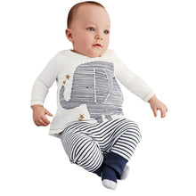 2 Pieces Toddler Kids Baby Boys Clothes Sets Cotton Long Sleeve Tops + Stripe Pants Trousers Outfit Children Clothing Set 0-4Y