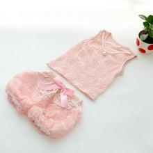 2 Pieces/set Kids Girls Clothes Sets Rose Flower Top Shirt + Bloomer Short Pants + Pearl Necklace Outfits