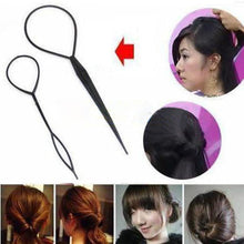 2* Plastic Topsy Tail Hair Styling Braider Ponytail Styling Bun Maker Clip Tool Black Curler