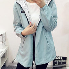 Women Bomber Basic Jacket Pocket Zipper Hooded Two Side Wear Coat Cartoon Print Outwear Loose Plus