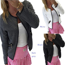 Women Open Stitch Coat Jacket Long Sleeve Casual Short Cardigan Zipper Pockets Slim Suit Outerwears Tops