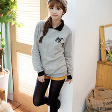 Women Lapel Neck Pullover Sweatshirt Cat Printed Loose Blouse Coat Clothes