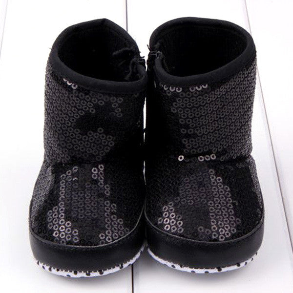 Sequin Baby Girl High Boots Soft Sole Anti Slip Warm Toddler Girls Shoes First Walkers