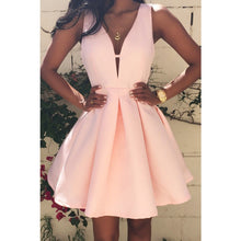 Style Sexy Women Dress Deep V-Neck Backless Sleeveless Pink Dresses Evening Party Slim A-line Dress