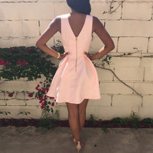 Style Sexy Women Dress Deep V-Neck Backless Sleeveless Pink Dresses Evening Party Slim A-line Dress