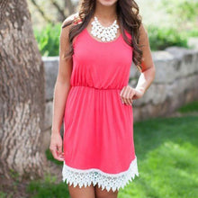 Women Ladies Sleeveless Vest Tank Mini Dress Tunic Lace Sundress LE2