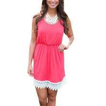 Women Ladies Sleeveless Vest Tank Mini Dress Tunic Lace Sundress LE2