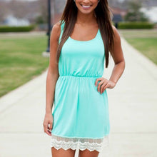 Women Ladies Sleeveless Vest Tank Mini Dress Tunic Lace Sundress LE2