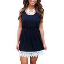 Women Ladies Sleeveless Vest Tank Mini Dress Tunic Lace Sundress LE2