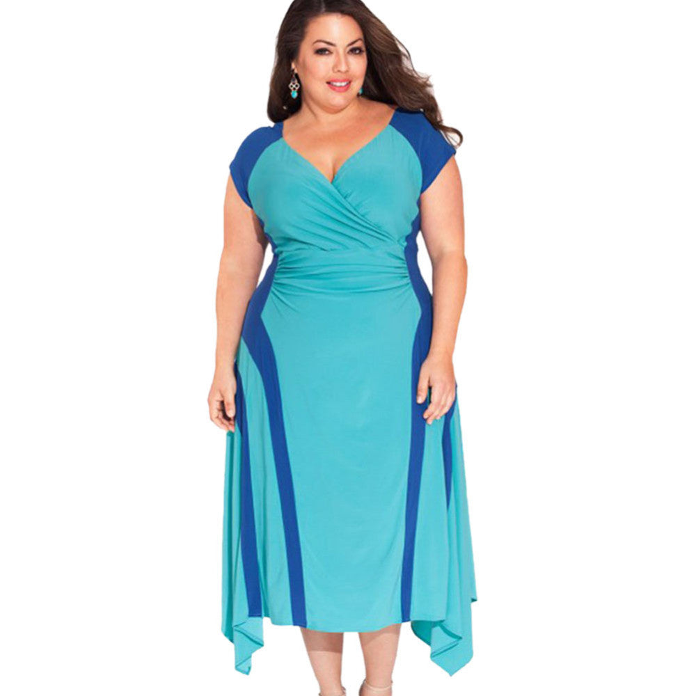 Larger Plus  Women Sexy V Neck Bandage Body-con Long Maxi Casual Dress