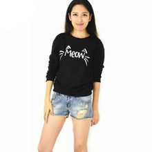 Women Casual Sweatshirts Long Sleeve Cute MEOW Print Shirts Tops Blouse