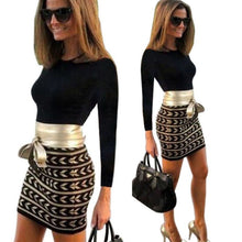 Women Sexy Dress Long Sleeve Crew Neck Body-con Short Mini Dresses