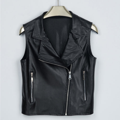 Women Faux Soft Leather Motorcycle Jackets Pu Black Zippers Casual Coat Slim Outwear