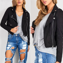 Women Faux Soft Leather Motorcycle Jackets Pu Black Zippers Casual Coat Slim Outwear