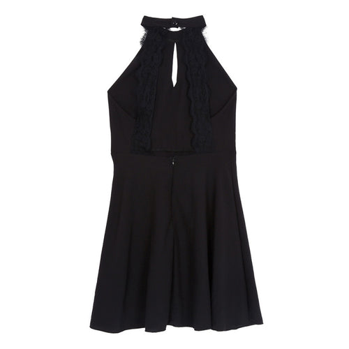 Women  Backless Sexy Dress White and Black Lace Sleeveless Dresses Slim Casual Short Dress