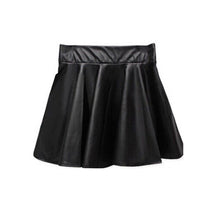 Women Ladies Faux Leather High Waist Skater Flared Pleated Short Mini Skirt LE2