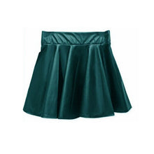 Women Ladies Faux Leather High Waist Skater Flared Pleated Short Mini Skirt LE2
