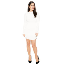 Women Long Sleeve Bodycon Side Slit T Shirt Party Mini Dress Evening Party Lady