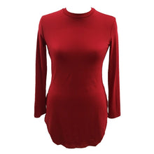 Women Long Sleeve Bodycon Side Slit T Shirt Party Mini Dress Evening Party Lady