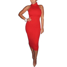 Women Bodycon  Turtleneck Sleeveless Casual Elegant Pencil Dresses Sexy Club Party Bandage Dress