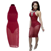 Sexy Red Mesh Dress Bandage Dresses Sexy Club Dress Backless Bodycon Night Club Wear Party Dress