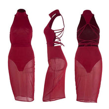 Sexy Red Mesh Dress Bandage Dresses Sexy Club Dress Backless Bodycon Night Club Wear Party Dress