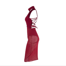 Sexy Red Mesh Dress Bandage Dresses Sexy Club Dress Backless Bodycon Night Club Wear Party Dress