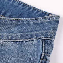 Women's Jeans Ripped Straight Full Length Famale Hole Mid Waist Jeans Pants Washed Cotton Pants L4