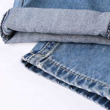 Women's Jeans Ripped Straight Full Length Famale Hole Mid Waist Jeans Pants Washed Cotton Pants L4