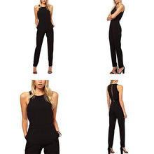 Elegant Women's Rompers Jumpsuit Casual Solid Bodysuit Sleeveless Crew Neck Long Playsuits Plus