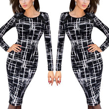 Women's O-Neck Long Sleeve Bandage Bodycon Evening Party Tube Dress