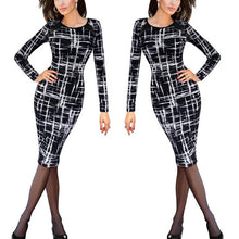 Women's O-Neck Long Sleeve Bandage Bodycon Evening Party Tube Dress