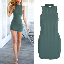 Halter Bodycon Women Dress Olive Green Backless Sexy Mini Club Dress able Jersey vestido