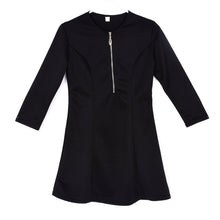 Style Sexy Mini Dresses Women Beach 3/4 Sleeve Black DressCasual Chiffon Zipper Dress Plus  Y4