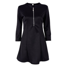 Style Sexy Mini Dresses Women Beach 3/4 Sleeve Black DressCasual Chiffon Zipper Dress Plus  Y4