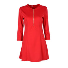 Style Sexy Mini Dresses Women Beach 3/4 Sleeve Black DressCasual Chiffon Zipper Dress Plus  Y4